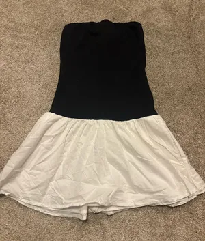 Hollister Black Strapless Dress with White Skirt thumbnail 1
