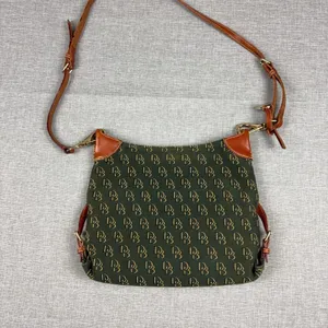 Dooney & Bourke Crossbody Bag Womens Small Green Canvas Leather Monogram thumbnail 2