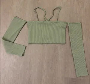 ZARA Cropped Green Top thumbnail 1