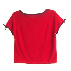 ‎American Eagle deadstock red cropped embroidered short sleeve sweater L thumbnail 3