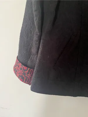 Chicos Black Textured Blazer Jacket Medium Festival Artsy Boho Embroidered thumbnail 5