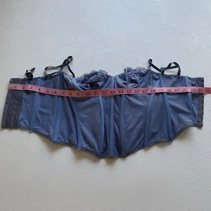 Ardene Blue Lace Corset Top Medium Bustier Sheer Mesh Boning Coquette thumbnail 7