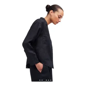 Madewell -534 Resort Long-Sleeve Shirt Black 100%‎ Ramie Size Medium thumbnail 4