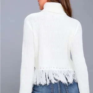 Lulus Freethinker Cream Fringe Cropped Sweater thumbnail 4