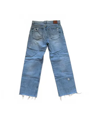 Anine Bing Lara Jean Distressed Button Fly Raw Hem Denim Women's Size 27 thumbnail 2