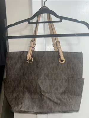 Michael Kors Large Jet Set MK Logo Brown Leather Tote Bag Purse thumbnail 4