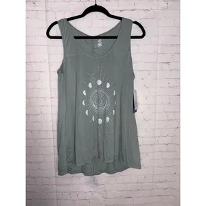NEW Gaiam Harmony Tank Luna Sage Green Moon Phase Graphic Yoga Top Size M thumbnail 2