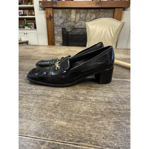 Vintage Coach Made in Italy 2" Block Heel Black Leather Y2K Horse‎ Bit Size 8N thumbnail 3