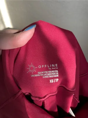 New Aerie Offline Real Me Xtra Fold Over Leggings Size XS Deep Cherry Stretchy thumbnail 8