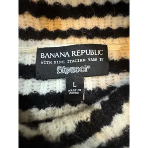 Banana Republic Black & White Filpucci Wool Alapaca Sweater Size Large Striped thumbnail 4