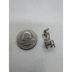 Vintage Sterling Silver Chair Charm 925 Miniature Furniture Pendant 1.32g thumbnail 8