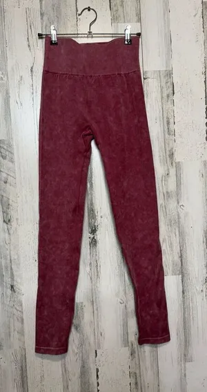 Indero High Rise Leggings Womens Small Burgundy Stretch Athleisure thumbnail 1