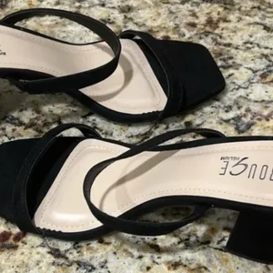 Rouge Helium Black Strappy Heels size 9 Like New thumbnail 1