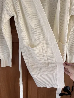 NWT Evereve Nico Wrap Cardigan Sweater Off White Women’s size Medium thumbnail 5