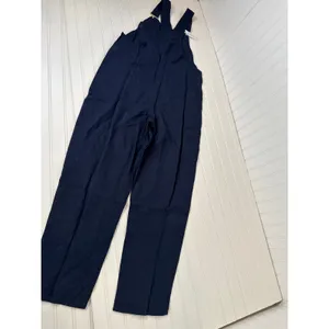 NWT WEWOREWHAT Solid Navy Basic Overall Jumpsuit Bib Straight Leg Denim Sz XS thumbnail 5