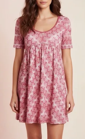 Free People Medium Pink Floral Babydoll Mini Dress Flowy Boho Print NWT thumbnail 1