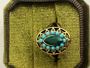 Vintage/Bohemian Design Stainless Steel Golden w/ Gemstones Statement Ring S 6 thumbnail 2