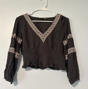 American Eagle Embroidered Smocked Top thumbnail 1
