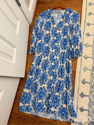 Zara Medallion Print Button Down Tunic Kaftan Midi Dress Size Small thumbnail 7