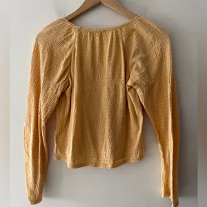 American Eagle Yellow Lace Up Pilgrim‎ Top Long Sleeve thumbnail 3