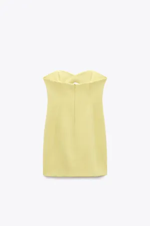 Zara Bodycon Strapless Mini Lemon Party Coctail Shower Bridal 🍋Dress thumbnail 13