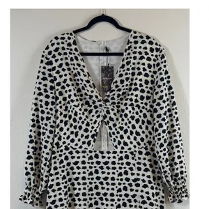 Giffniseti Maxi Dress Sz‎ 1XL Dalmatian Print High-Low Cutout Ruffle Boho thumbnail 3