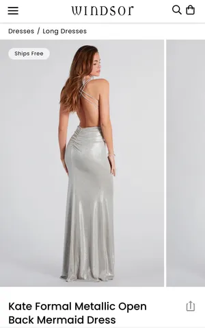 Windsor Kate Open Back Dress Silver thumbnail 2