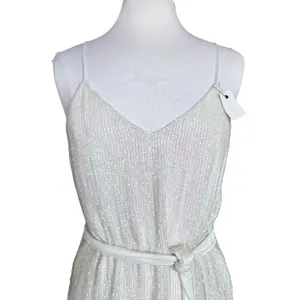 RETROFÉTE‎ Claire Belted Sequined Chiffon Mini Dress Iridescent XL NEW thumbnail 7