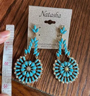 Natasha blue earrings Gold thumbnail 3