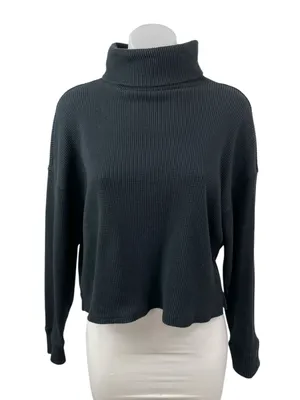 Abercrombie & Fitch Womens Black Turtleneck Long Sleeve Sweatshirt Sweater Top M thumbnail 1