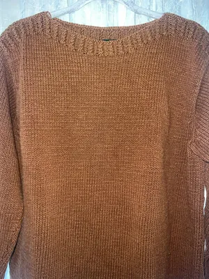 Vintage Lauren Ralph Lauren Hand Knit Sweater Brown Cotton Saddle Shoulder Y2K M thumbnail 5