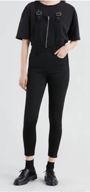 Levi’s Sexy Soft Black Denim Skinny Fit Overalls Size‎ 26 Size 2 thumbnail 1