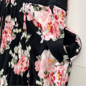 Torrid Black Pink Floral Crinkle Gauze Lace Up Tassels Flutter Sleeve‎ Dress 2X thumbnail 5