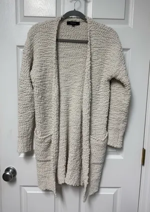 Zesica Cream Bouclé Open-Front Women's Cardigan thumbnail 1