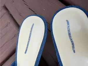 Ann Taylor Denim Blue Knotted Kitten Heel Mule Sandals Size 9 thumbnail 4