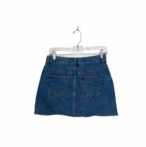 ASOS Denim Micro Mini Skirt Dark Wash Mid-rise Frayed Hem thumbnail 5