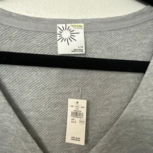 OFFLINE by Aerie Gray Knit Cropped Top Size Large Drawstring Ruched Thumb Holes thumbnail 4