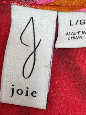 J Joie Printed Metallic Polka Dot Blouse Red Black‎ Pink Multi Large Smocked thumbnail 9