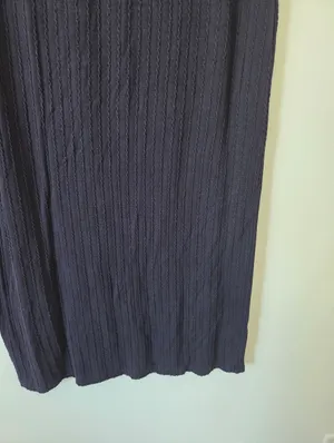 Navy Blue Knit Maxi Skirt Lightweight Stretchy Tropical Nautical Beachy 2XL thumbnail 2
