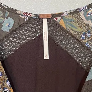 Free People Babydoll Dress Size Small Paisley Peasant Boho Mini Lace Up Fairy thumbnail 6