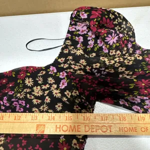 ASTR The Label Midi Dress Athena Floral Ruched Ruffled V Wire Women’s M Slim Fit thumbnail 10