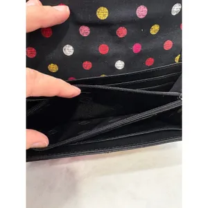 Vera Bradley Leather Floral Canvas Trifold Wallet Black Butterfly Polka‎ Dot thumbnail 10