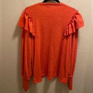 Anthropologie Pilcro Cozy Popover Ruffle Pullover Sweater Size L thumbnail 7