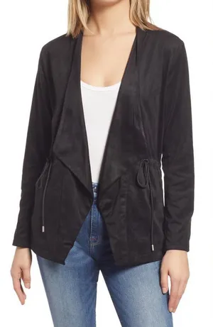 Blank NYC Domino Vegan Suede Draped Moto Style Jacket thumbnail 1