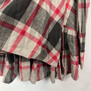 Free People Peppy in Plaid Red & Brown Plaid‎ Long Sleeve M thumbnail 8