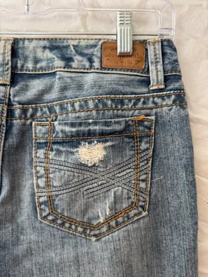 90’s Y2K Aeropostale Low Rise Hailey Flare Light Blue Ripped Flare Jeans thumbnail 10
