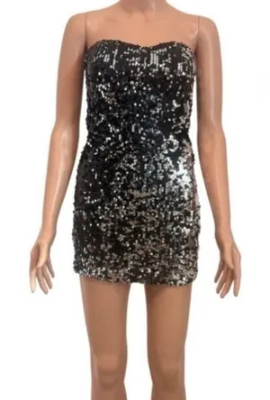Frederick's of Hollywood XS sequin bodycon strapless mini dress D2 3232 thumbnail 1