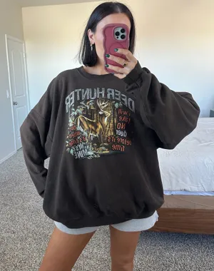 Vintage deer hunter crew neck Brown Size XXL thumbnail 1