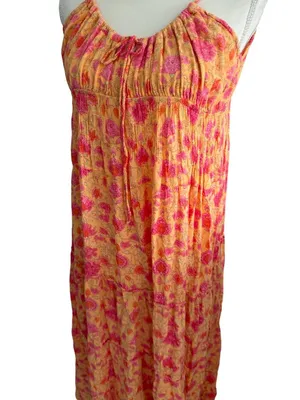 BEACHGOLD Orange Floral Maxi Dress Size Medium thumbnail 5