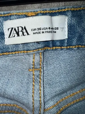 Zara High Rise Medium Wash Non Ripped Raw Hem Cropped Jeans size 4 Stretch #800 thumbnail 4
